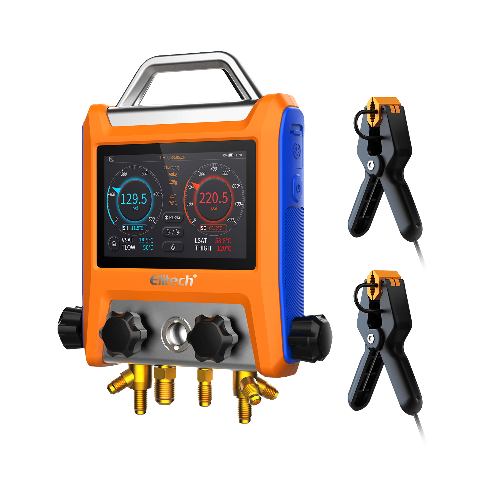 精創(chuàng)EMG-40V數(shù)字歧管儀4 閥門(mén)歧管壓力表帶真空傳感器溫度計(jì)夾